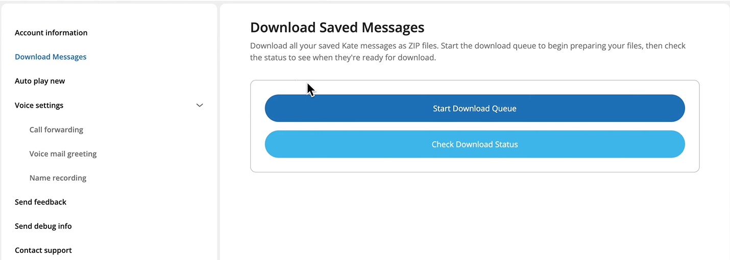Download Messages page